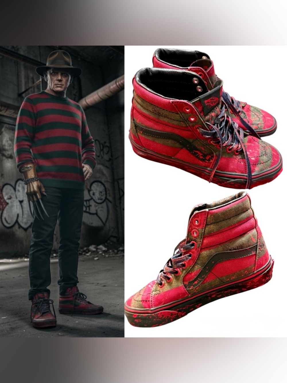 Vans x House of Terror SK8-Hi "The Nightmare on Elm Street" Freddy Krueger - Picture 3 of 14